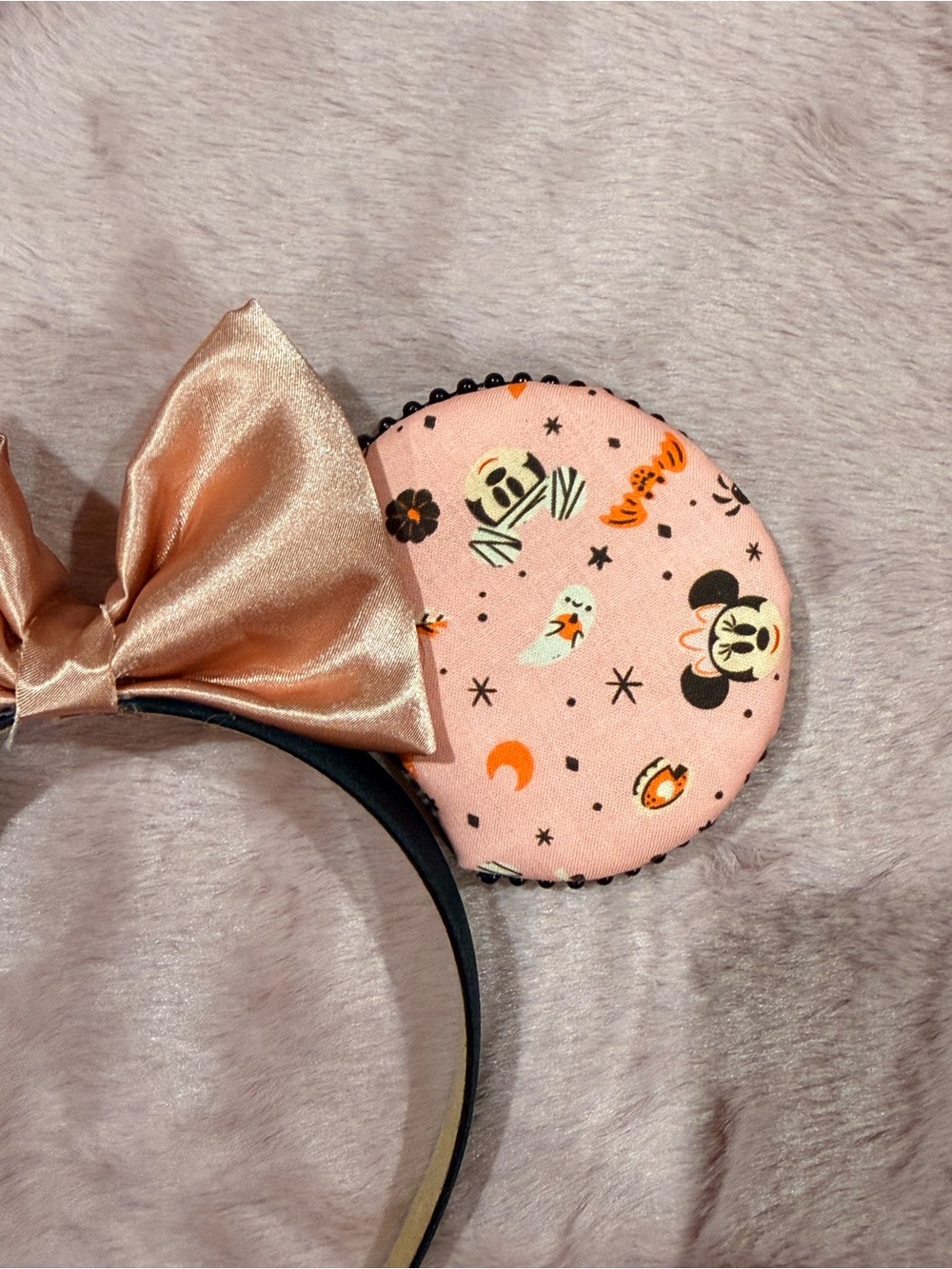 Disney Minnie and Mickey Halloween Mouse Ear Headband with Satin bow - Picture 2 of 2